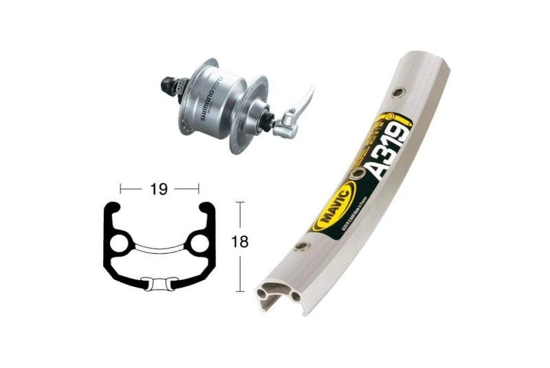 Rueda Delantera Winora Mavic A319 Dinamo 2 Rueda Delantera Winora Mavic A319 Dinamo - Imagen 2